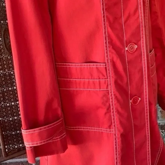 Vintage Stunning DKNYC Bold Orange Red Trench Coat - Picture 5 of 9